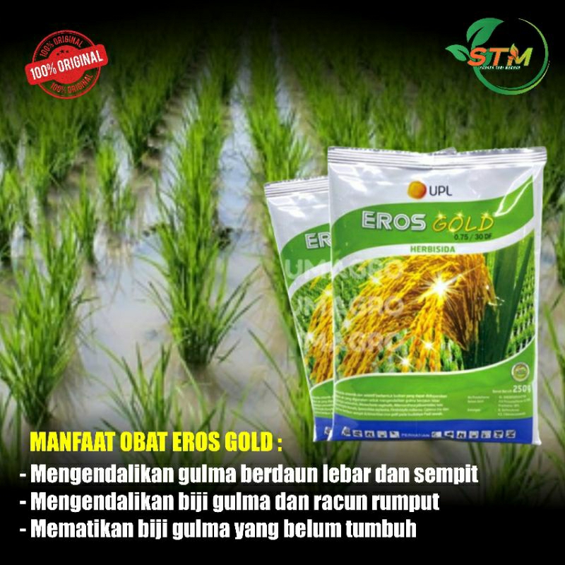 Herbisida Pra tumbuh eros gold 250 gram benih obat Tanaman Padi/obat rumput