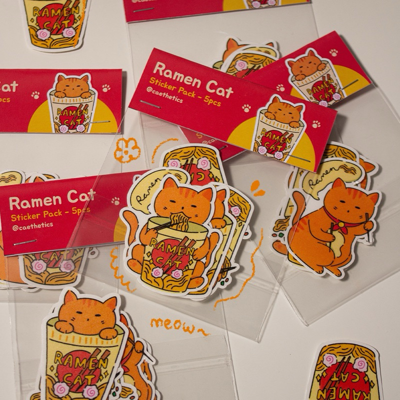 

Ramen Cat Sticker - Sticker Kucing Sticker Tumbler Sticker Dekorasi - Caethetics