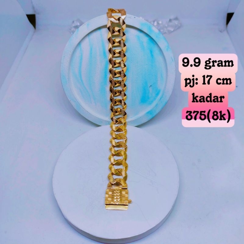 gelang emas model sisik naga ukir mas asli kadar 375(8k)