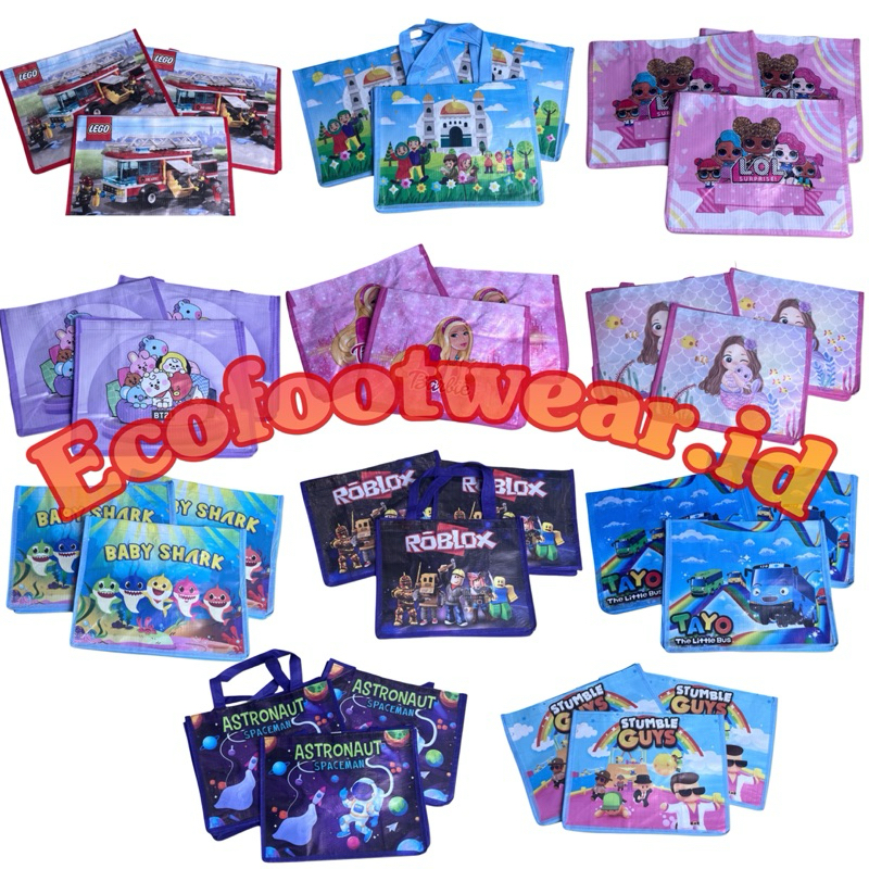 

Tas ulang tahun tote bag spound karakter anak lucu tas goodie bag bingkisan souvenir anak ecofootwear.id