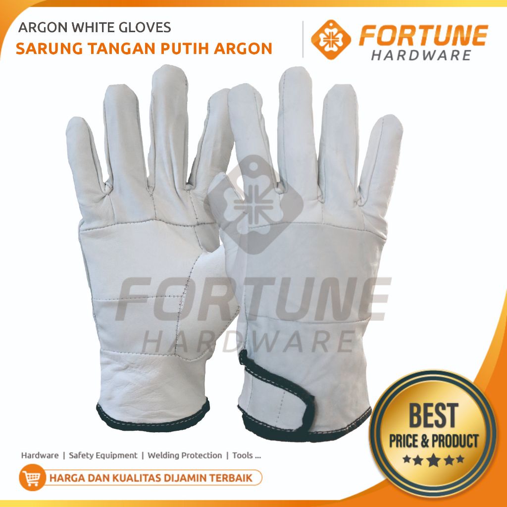Sarung Tangan Safety Las Argon Putih Kulit Asli / Glove Welding