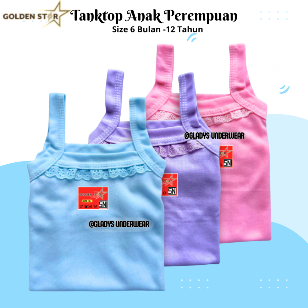 6PCS Kaos Dalam Anak | Singlet Anak Warna Warni | Singlet Anak Perempuan Sampai Remaja Putih Renda K