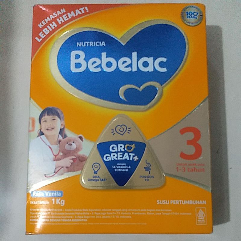 

Bebelac Gros Great+ Nutricia Bebas rasa Madu dan vanila 1 Kg