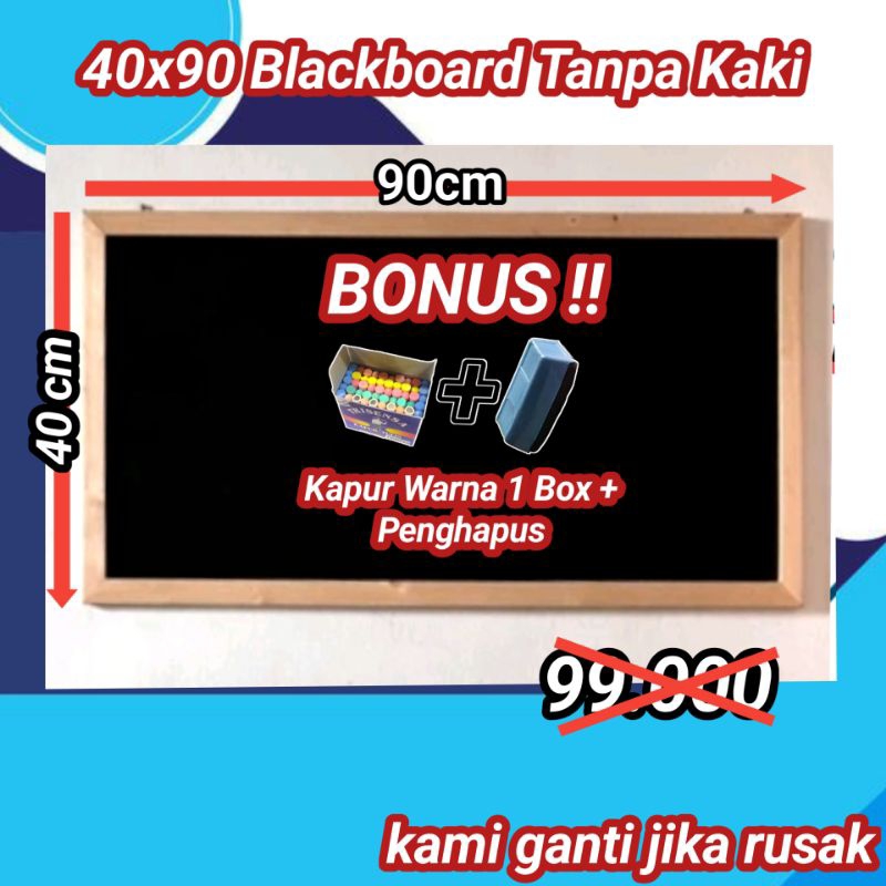 

Papan Tulis Kapur 40x90cm Tanpa kaki (Gratis kapur warna 1 box + Penghapus) Papan Tulis Blackboard| Papan Tulis Hitam