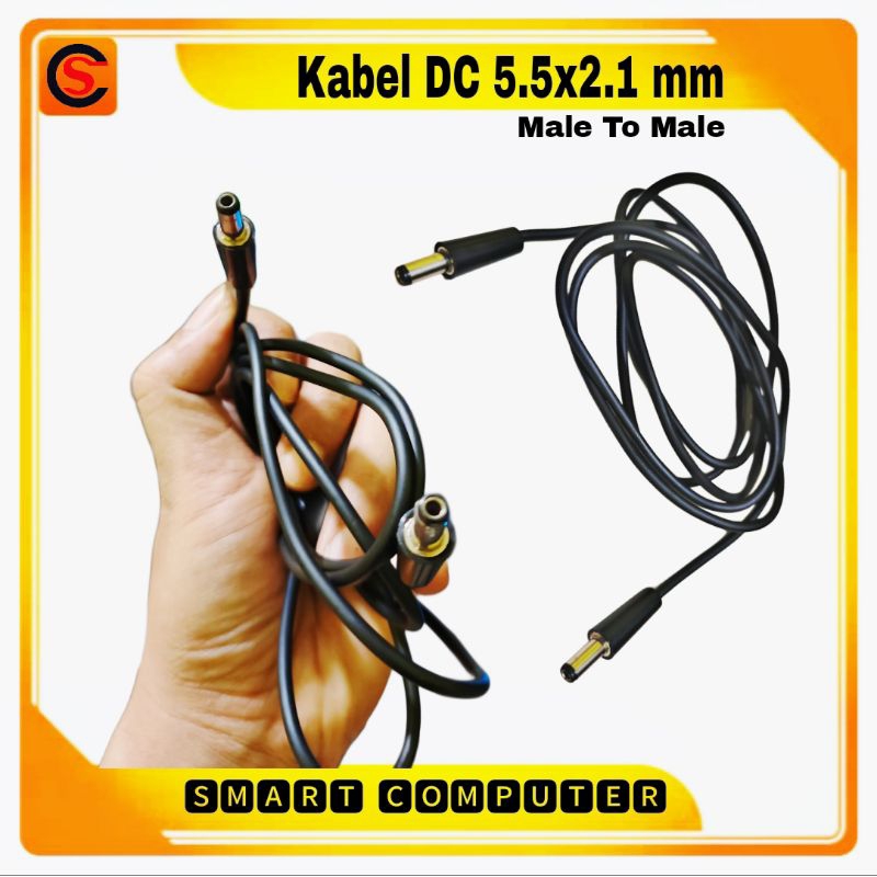 Kabel adaptor DC 5.5x2.1mm male To male