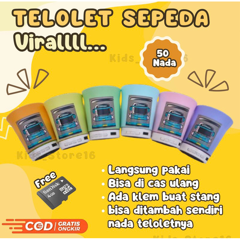 KLAKSON TELOLET / SEPEDA / BASURI SEPEDA / KLAKSON TELOLET 50 NADA /COD/FREE MEMORI