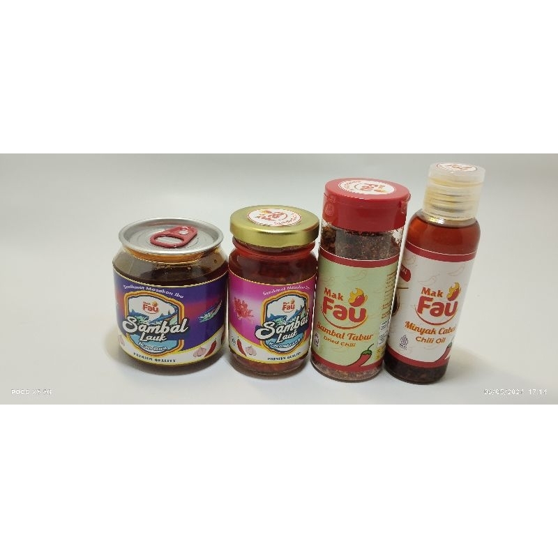 

Sambal Lauk Mak Fau - Paket Bundling isi 2 Sambal Lauk Basah, 1 Sambal Tabur, 1 Chili Oil