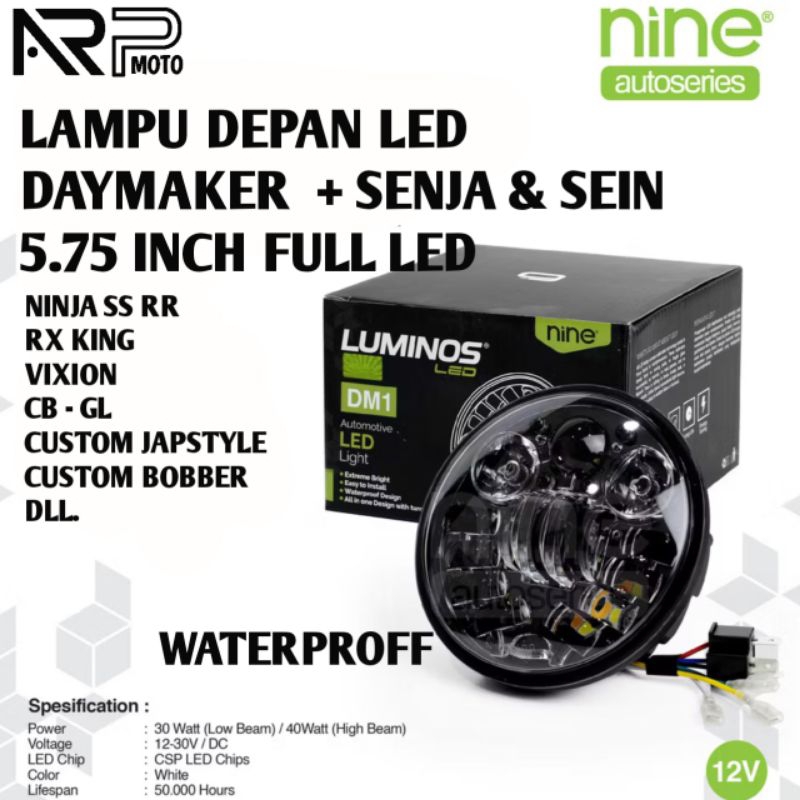 LAMPU DEPAN LED DAYMAKER 5.75INCH 40WATT LUMINOS DM01 UNIVERSAL NINJA SS RX KING CB GL CUSTOM BOBBER