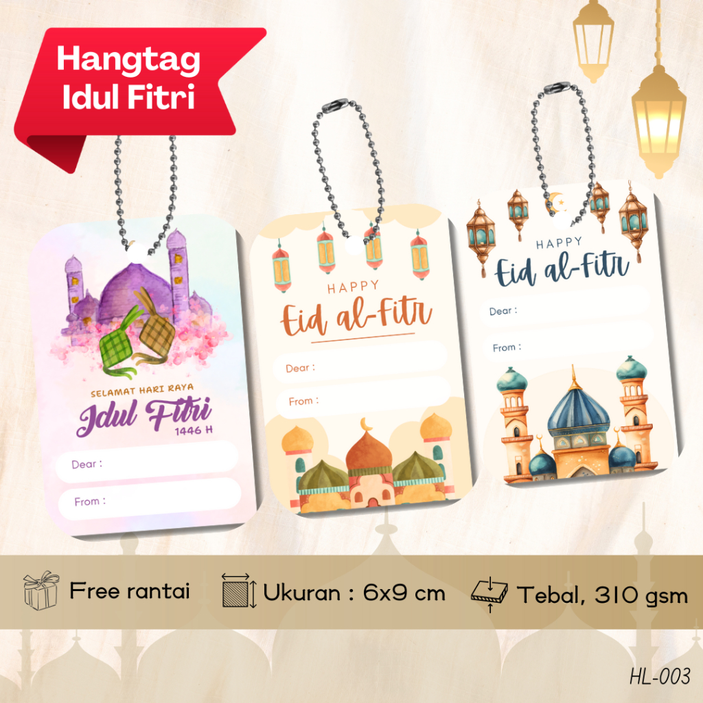 

[20 pcs] Hang tag Idul Fitri / Hangtag Ramadhan / Kartu Ucapan Hampers Parcel Lebaran Besar Tebal