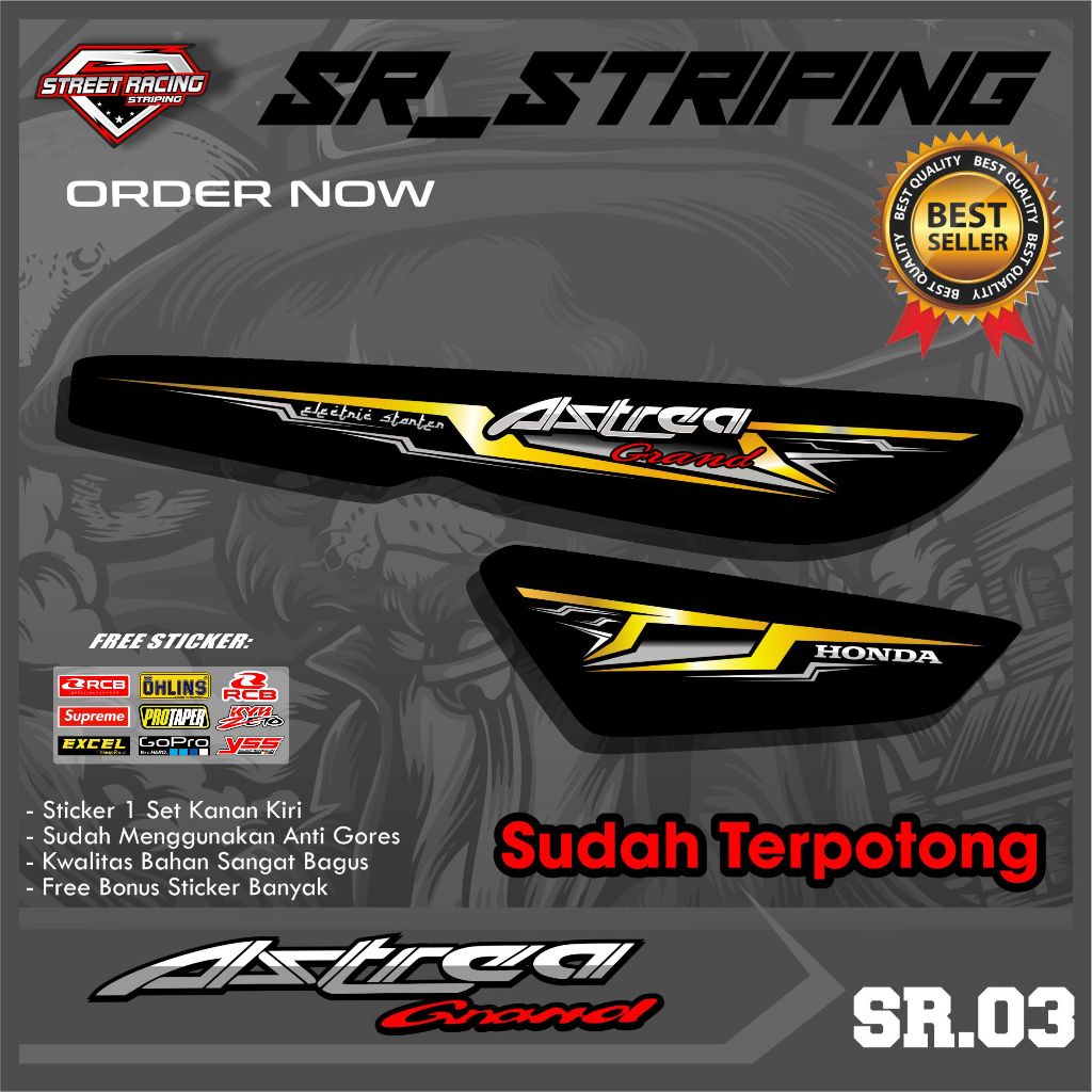 Stiker Sticker Striping Variasi Honda Astrea Grand / Legenda Premium Racing Simpel SR.03