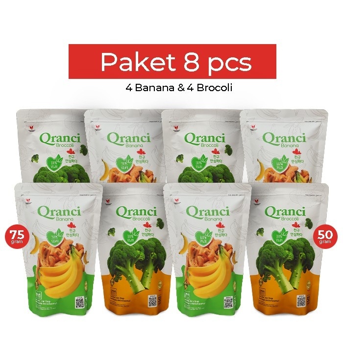 

Qranci Keripik Rambak Brokoli 50gr & Keripik Rambak Pisang | Rampis Snack Dried 75gr - Paket 8 pcs