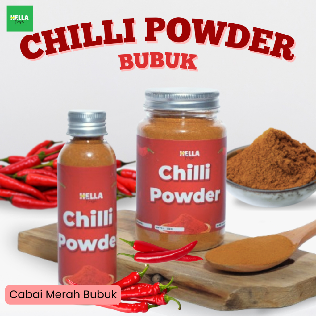 

Hella Fresh Cabe Bubuk Halus 50gr 130gr Premium / Chilli Powder Cabai Bubuk Halus Pedas Non MSG