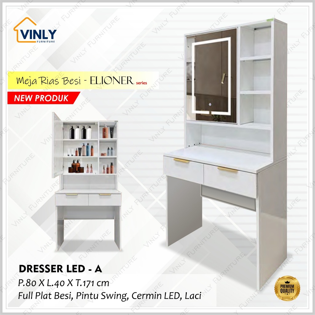 Meja / Meja Rias Besi Minimalis Lampu LED