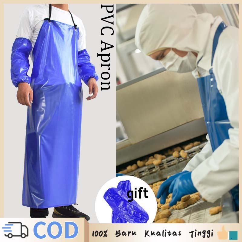 Apron Pvc Waterproof Biru Celemek Plastik Anti Air Apron Panjang Apron Celemek Anti Air