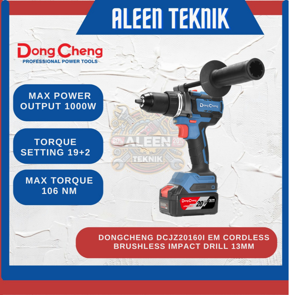 DongCheng DCJZ20160i EM Mesin Bor Baterai Cordless Brushless Impact Drill 13mm Dongcheng Bor Baterai