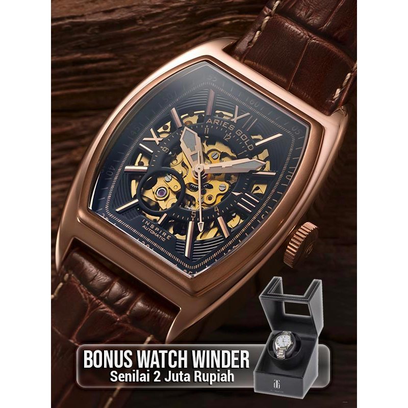 [BONUS WATCH WINDER Rp 2JT + MUG] Jam Tangan Pria Aries Gold Cruiser G-901A-RG-BKRG 100% Original