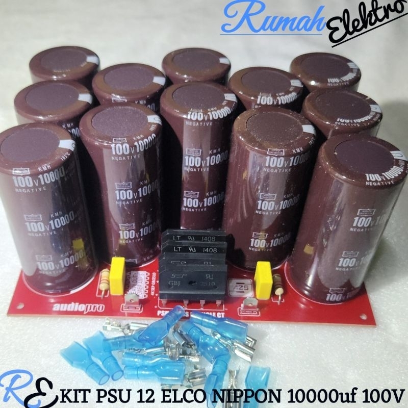 KIT PSU 12 ELCO NIPPON 10000uf 100V CLASS H SINGLE CT LENGKAP BERKUALITAS