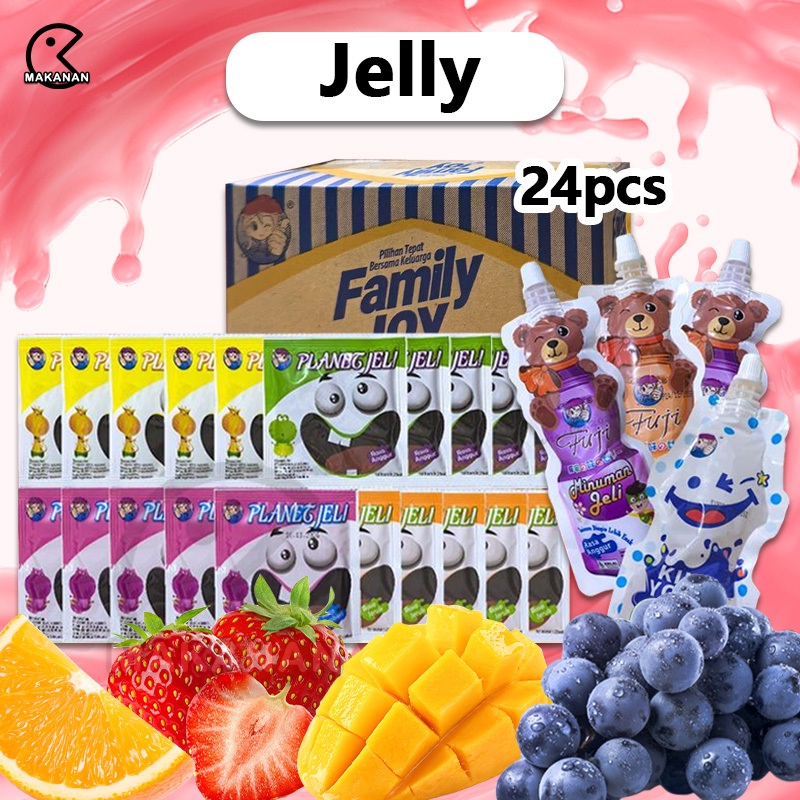 

snack Paket Jelly 24PCs snack Minuman Jelly KemasanRasa CampulJelly Rasa Mix Mangga StrawberryJerukAnggur Jeli Puding Food Pudding