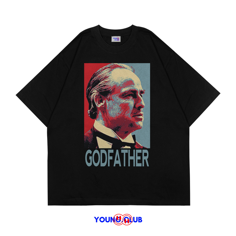 YOUNG.CLUB | KAOS BAJU GODFATHER | T-SHIRT OVERSIZE HITAM STYLE Y2K VINTAGE BOOTLEG GRUNGE SKENA SEK