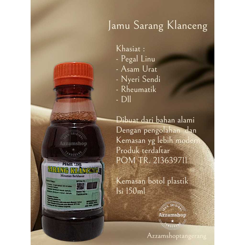 

Jamu pegal linu asam urat cap sarang klanceng asli 150ml paket 10 botol