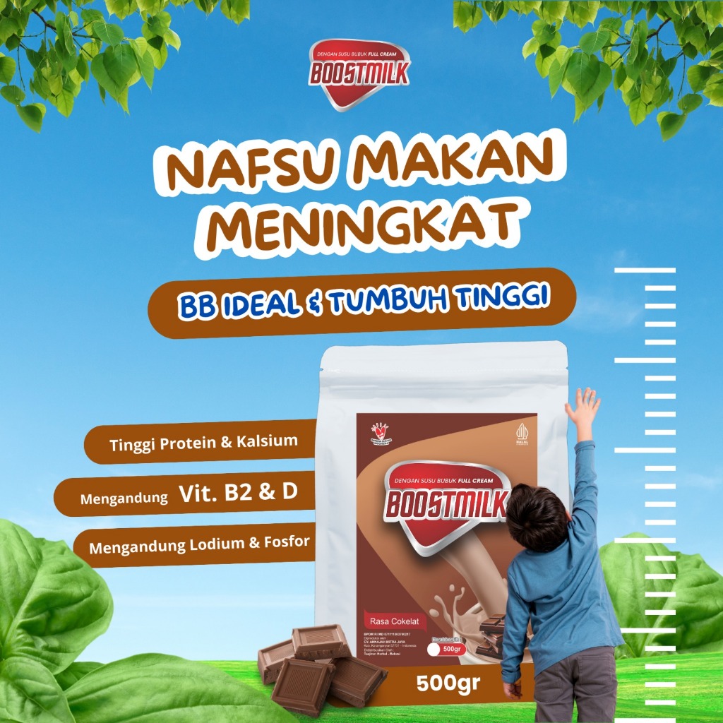 

SUSU BOOSTMILK WEIGHT GAIN MILK RASA COKLAT 500gr - NUTRISI LENGKAP GEMUK BADAN DAN PENINGGI BADAN