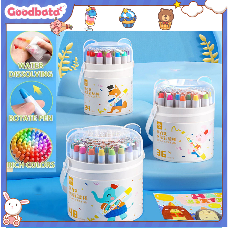 

Goodbata Crayon Putar Washable 24/36 Color Crayon for Kids Tidak Beracun Yang Dapat Dicuci Seni Gambar Pastel Minyak Crayon Tidak Kotor Ditangan Washable Non Toxic Krayon Anak-anak