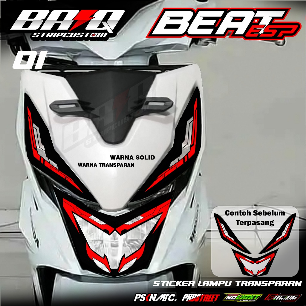 01 STICKER LAMPU ALIS DEPAN BEAT ESP - STICKER LAMPU ALIS DEPAN BEAT ESP MOTIF TECHNO
