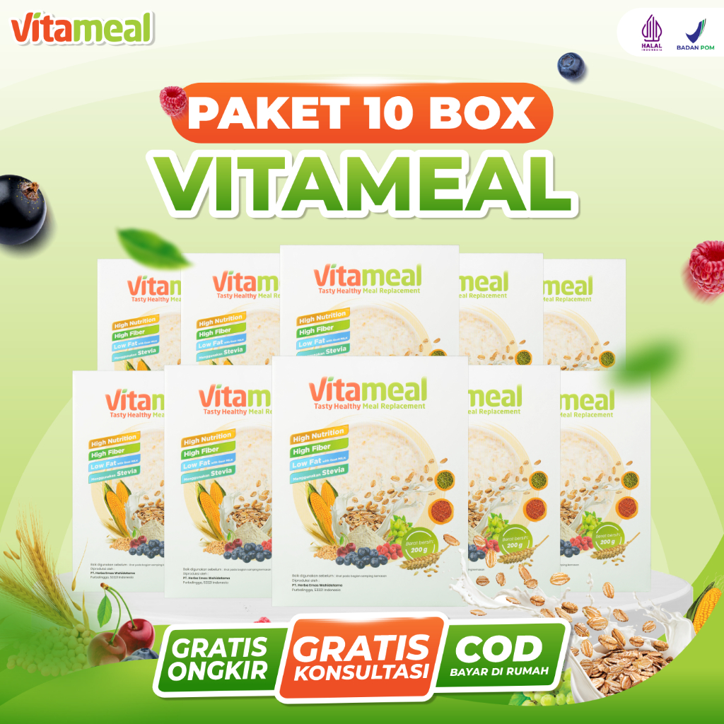 

Vitameal 10 Box - Sereal Sehat Multigrain Menurunkan Gula Darah Tinggi Menjaga Kadar Gula Mencegah Diabetes