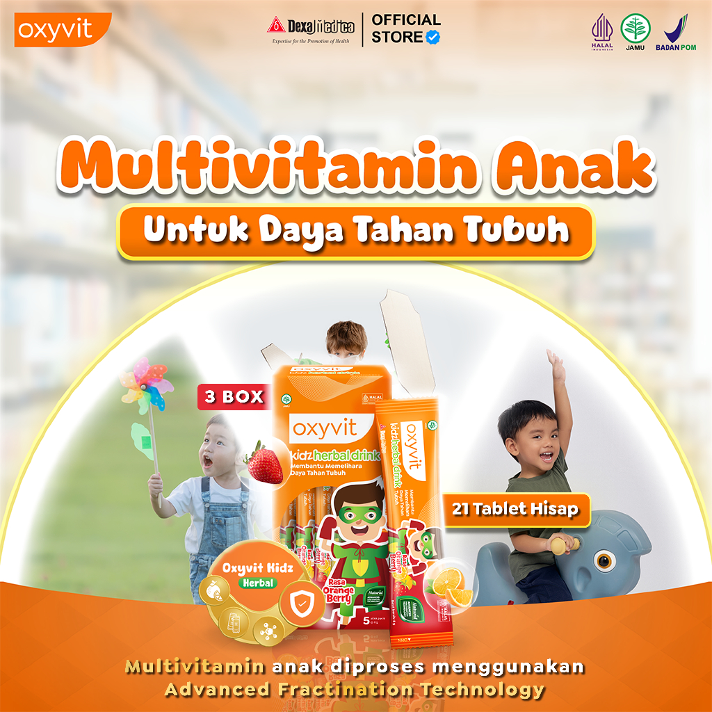 

3 Box Vitamin Anak Oxyvit Kidz Herbal Drink - Rasa Orange Berry