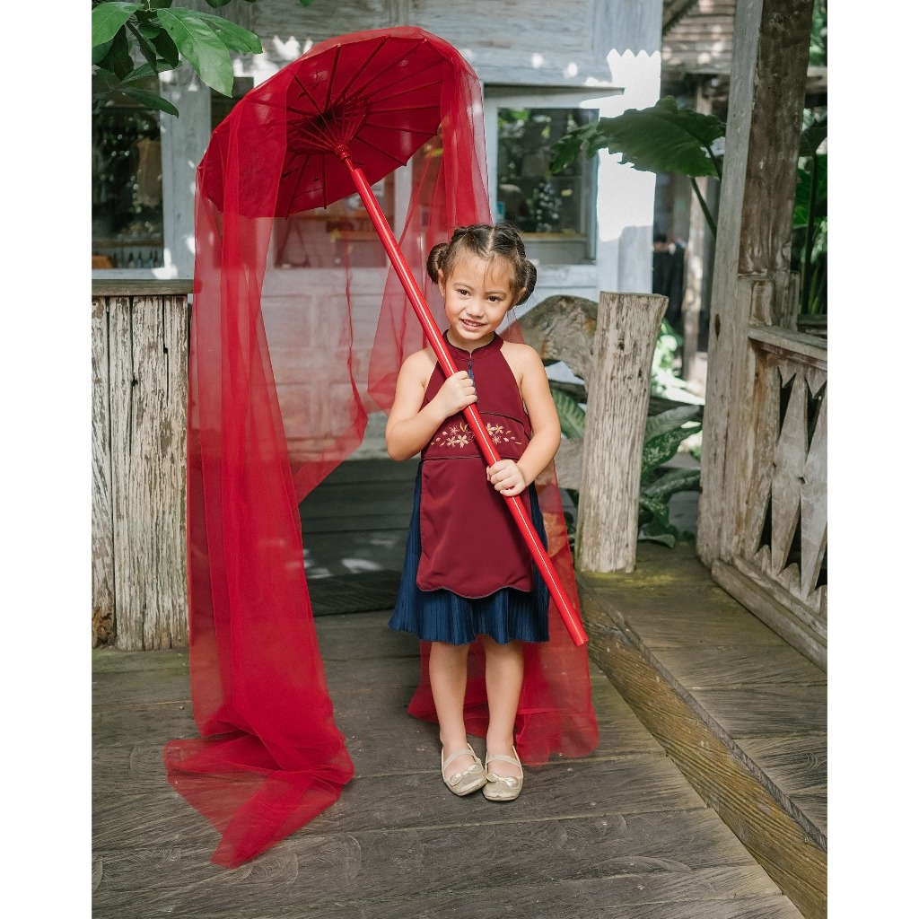 LEIZU PLEATS DRESS | Hunny Bunny | Dress CNY Anak | Baju Qipao imlek Anak Perempuan