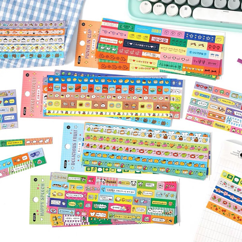 

sticker washi tape animal food isi 6lembar dekorasi journal stiker readystock B3048