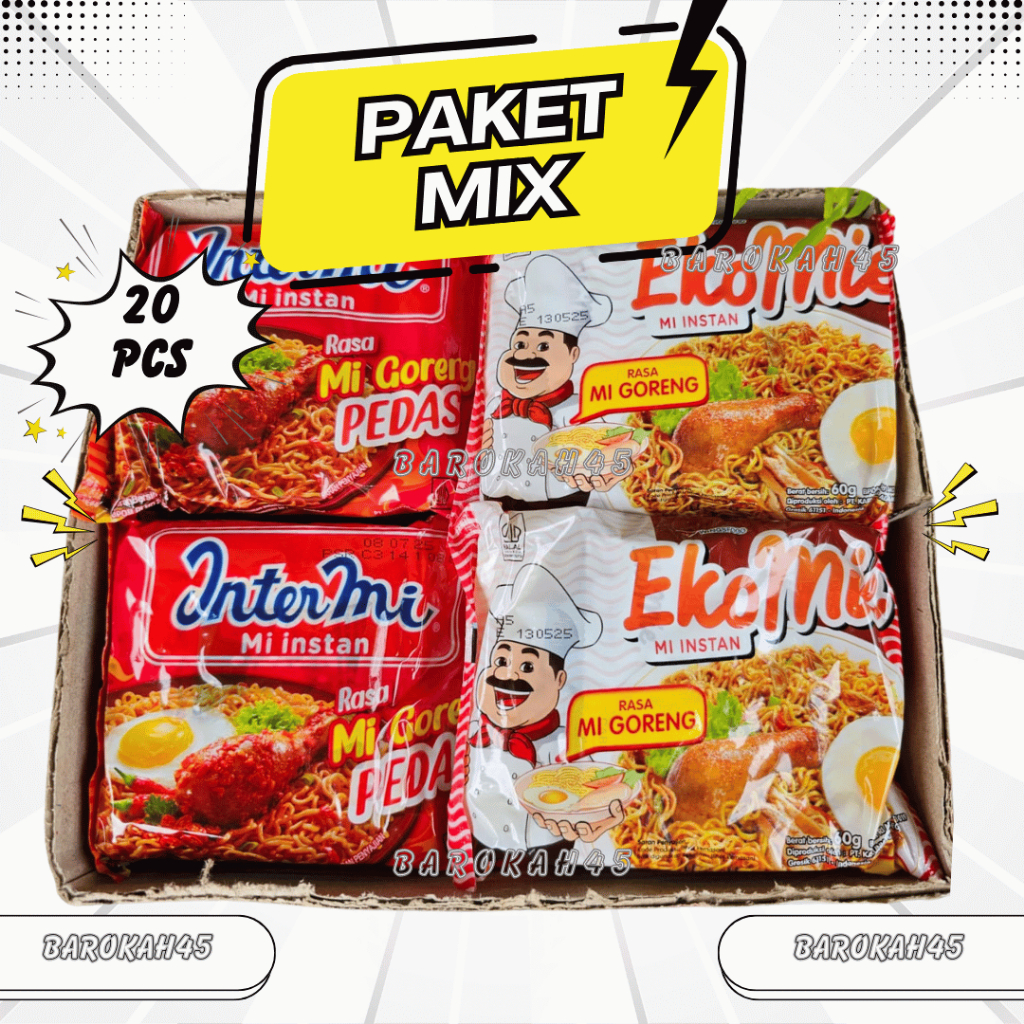 

PAKET MIX 10pcs INTERMIE PEDAS + 10pcs EKOMIE GORENG MIE INSTANT