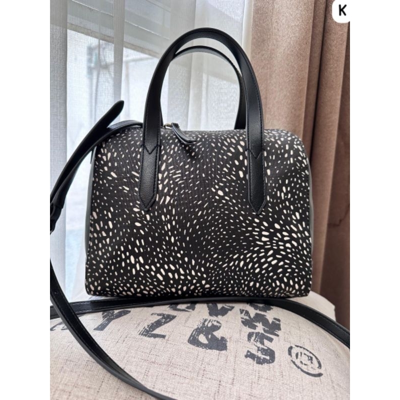 Fossil Bag Sydney Satchel Pvc Black Cheetah