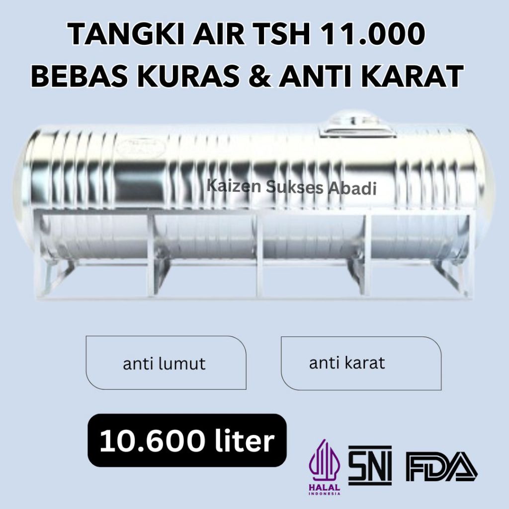tangki toren tandon air industri proyek pabrik atas stainless stenlis steel horizontal merek tedmond