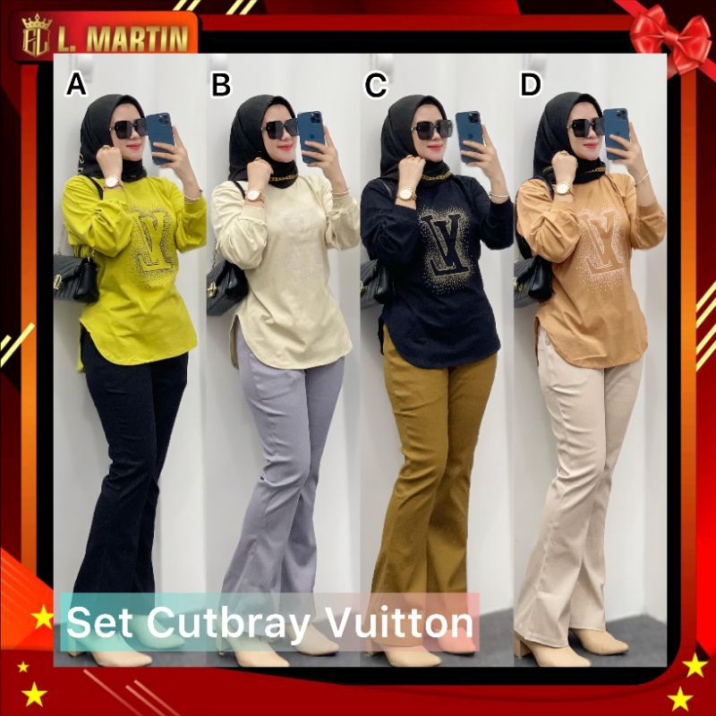 set cutbray vuitton, set celana wanita