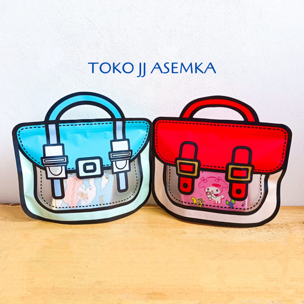 

ZIPPER PLASTIK BAG BINGKISAN BENTUK TAS V4 GOODIE BAG PLASTIC POUCH BAG ULANG TAHUN MURAH COD