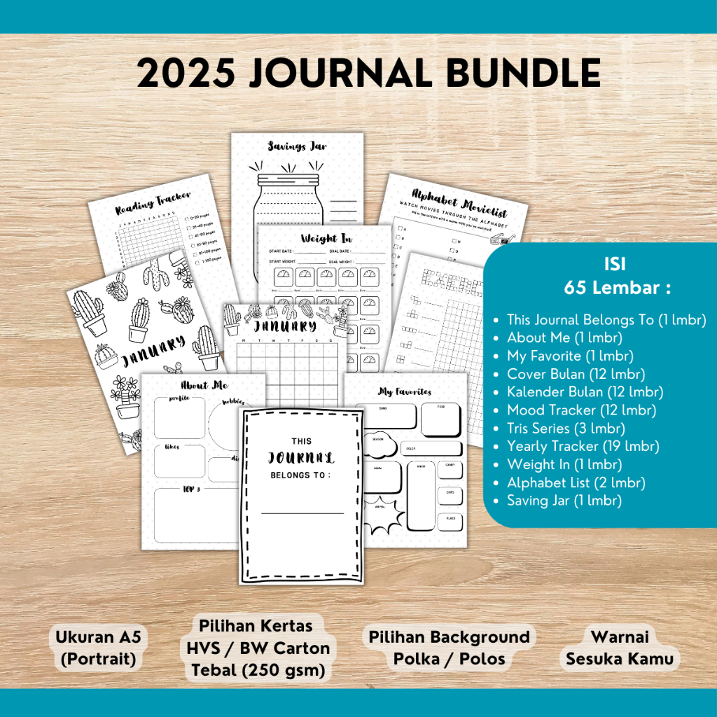 

BuJoKu 2025 Journal Bundle | Bullet Journal | Template Journaling Book | Daily Journal | Bullet Journal Aesthetic | Jurnal Aesthetic | Coloring Sheet | Journal Bundle