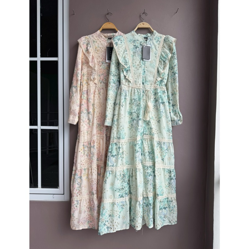 Gamis Naima, dress lfy, gamis lafreya, gamis bangkok, gamis putih, white maxi, dress katun bordir, g