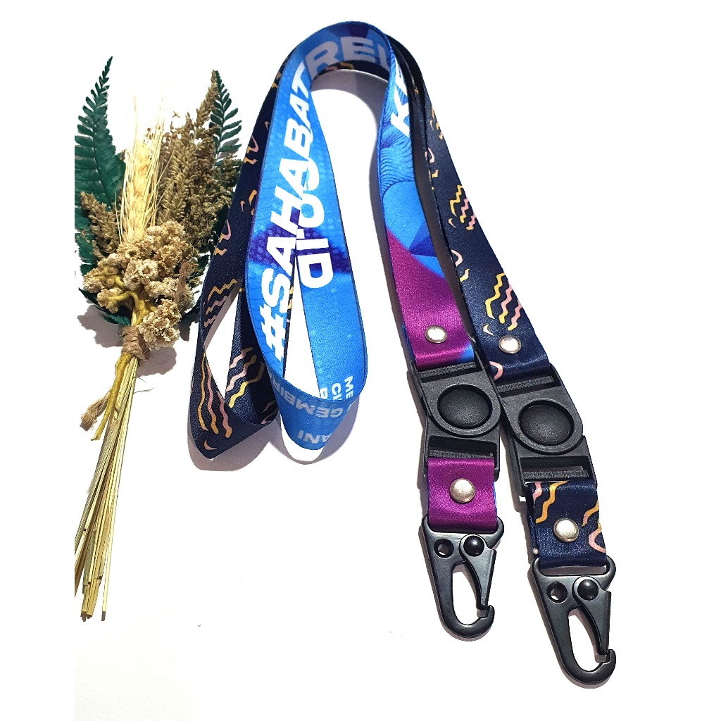 

Cetak Lanyard Print Sublim 2cm cetak 2 muka / tali id card printing finishing STOPPER SNAPHOOK