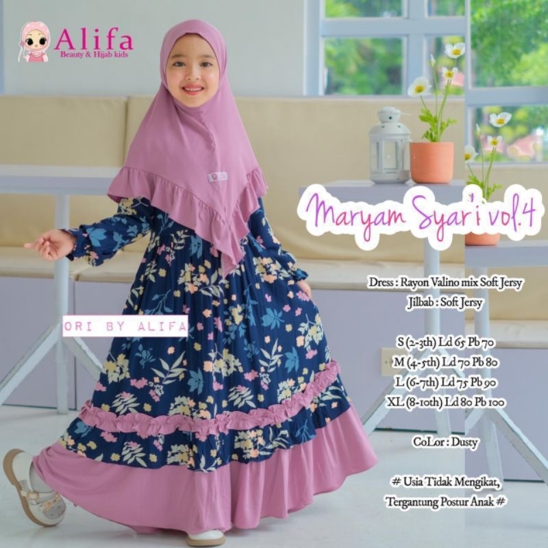gamis set hijab anak perempuan maryam kids alifa kids