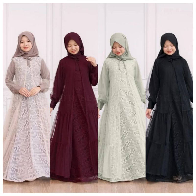 SETELAN GAMIS SET OUTER BROKAT ANAK 8-13 TAHUN DRESS BRUKAT PESTA LEBARAN ANAK PEREMPUAN TANGGUNG
