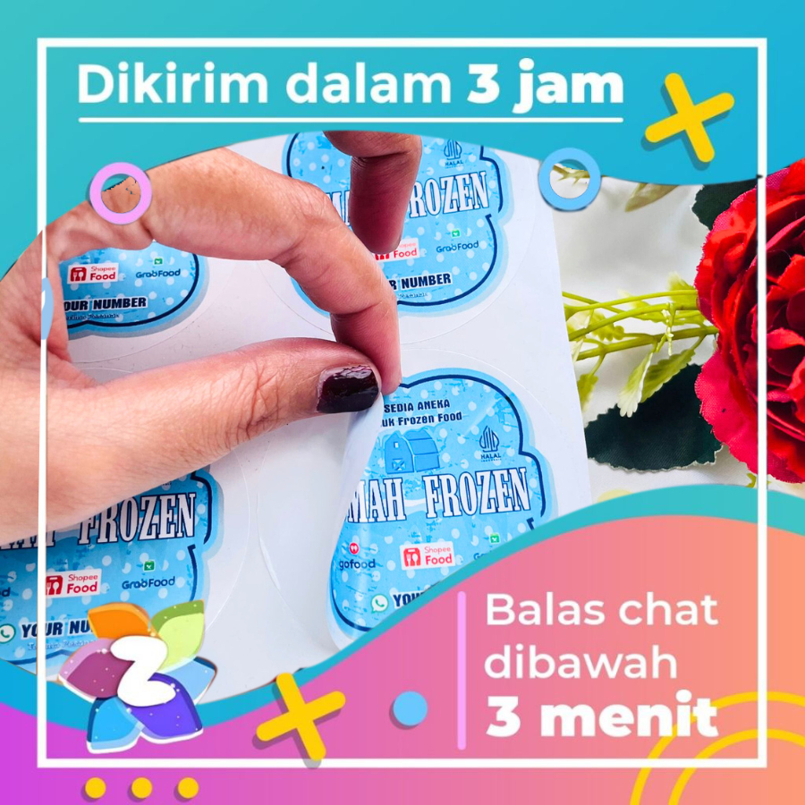 

2-4 Zennida Label Bulat Sticker Print Vinyl Stiker Frozen Food Anti Air Stiker Makanan Beku Uk.Keci