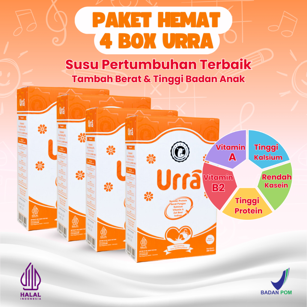 

URRA Susu Kambing Saneen Untuk Penambah Berat Badan & Tinggi Badan Anak - 4 Box