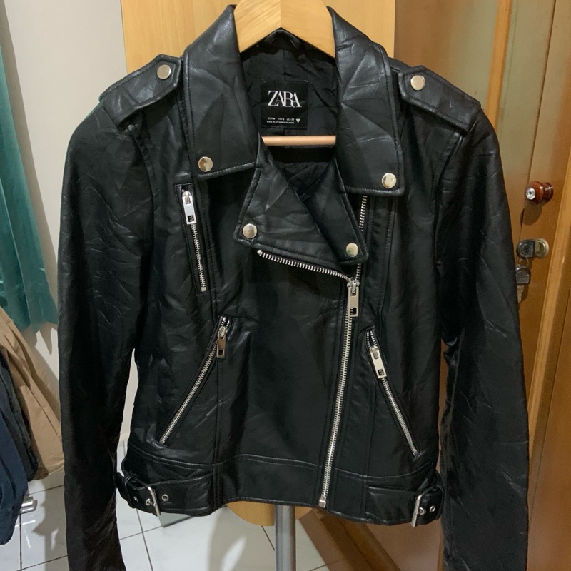 Zara Faux Leather Ramones Black Jacket Woman