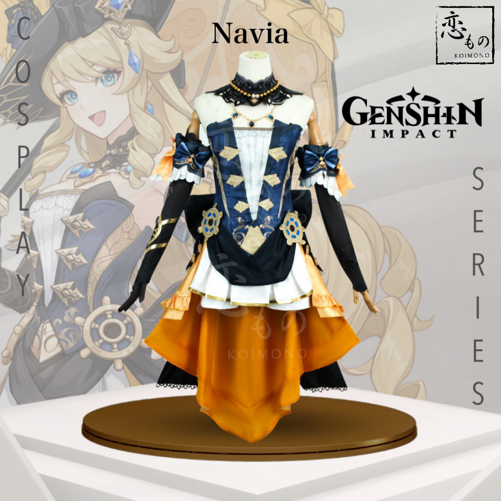 【Ready Stock】KOIMONO Navia Genshin Impact Default Costume Cosplay Acc Set / Kostum Cosplay Navia Gen