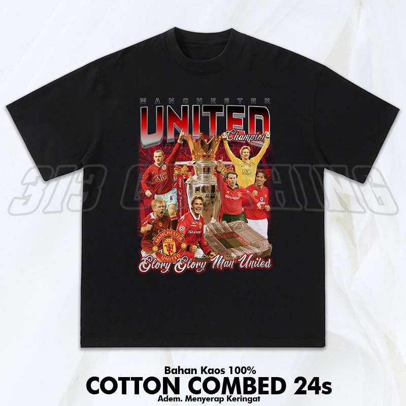 T-Shirt Kaos Manchester United Washed Vintage / Kaos Baju Manchester United Champions