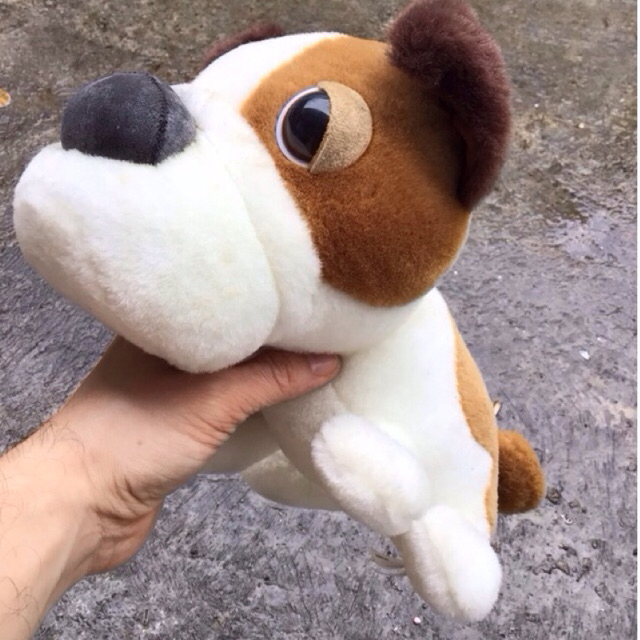 BONEKA ANJING COKLAT BELANG PUTIH