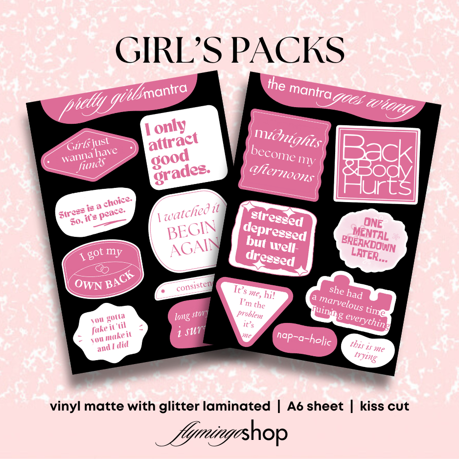 

sticker about girls world A6 pack | stiker vinyl glitter