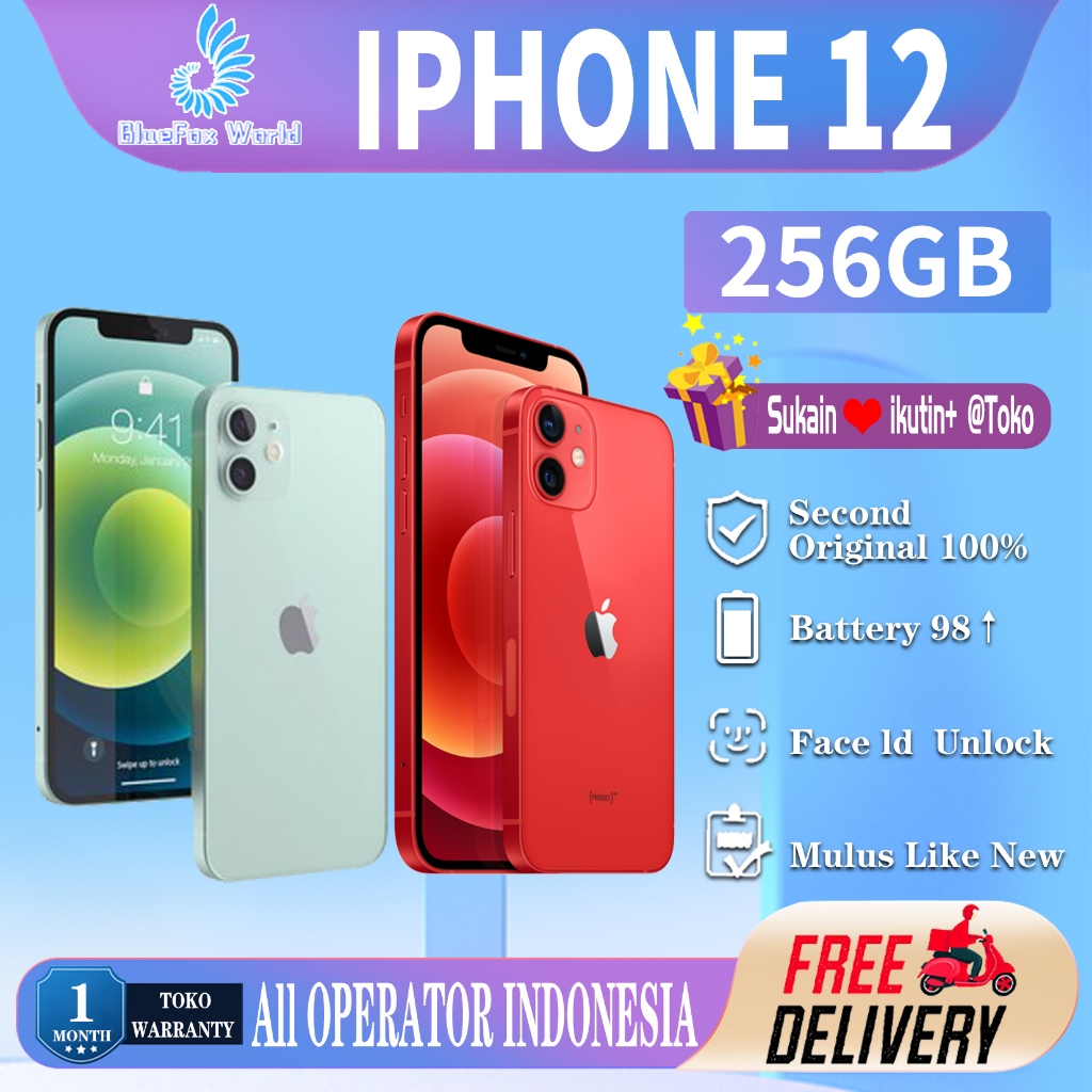 iPhone12  256GB All Sim Silent Second Bekas Original100% Mulus Normal Hp Fullset 3utoolsAllGreen