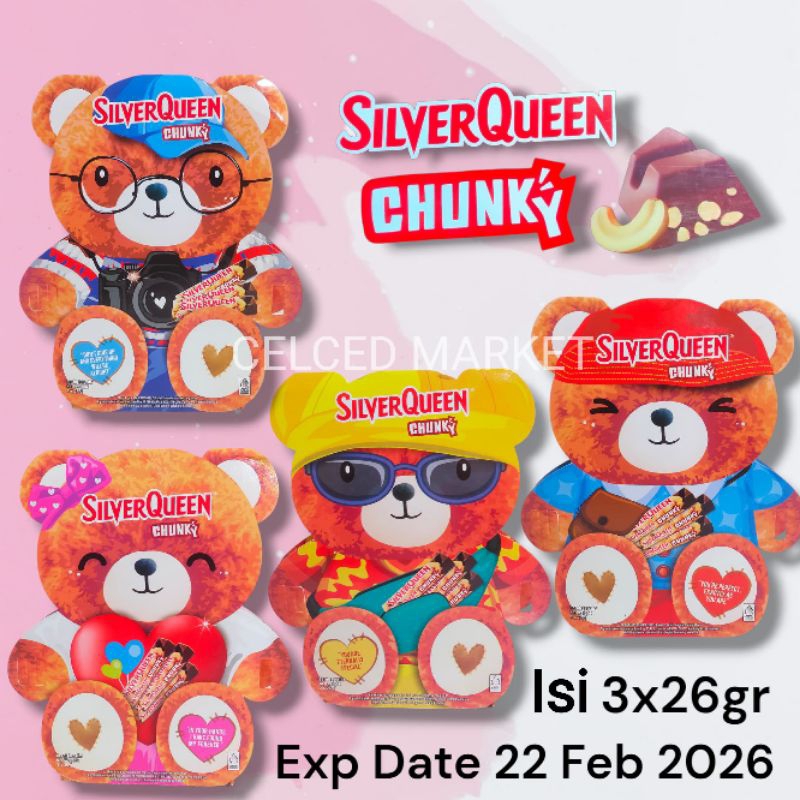 

SILVERQUEEN Coklat Beruang Bear 1 Pack Isi 3x26gr Chunky Bar Cashew Kado Hadiah Gift Valentine